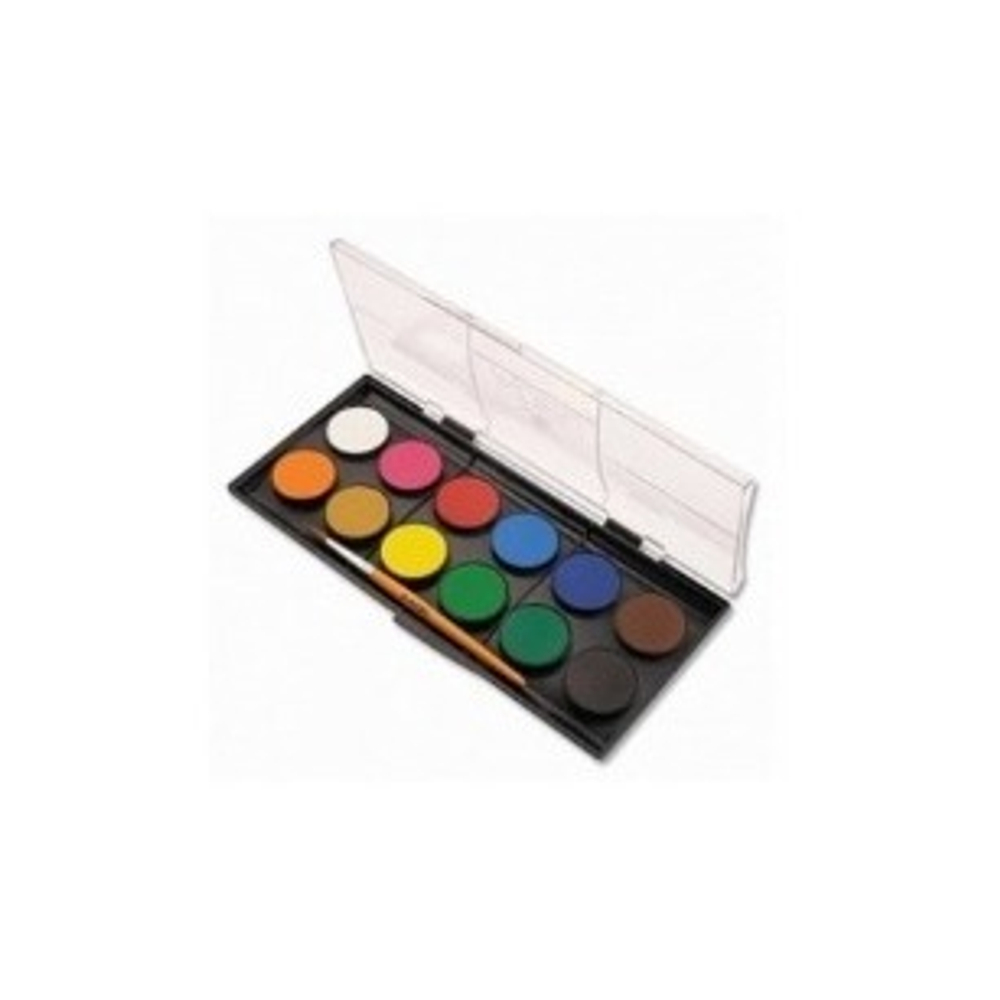 Акварель 12 цв. с кисточкой пласт. коробка Adel Colour сухие 30мм 229-0932-000