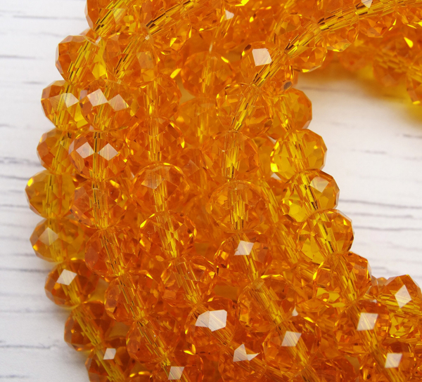 БП007НН68 Хрустальные бусины "рондель", цвет: оранжевый прозрачный, 6х8 мм, кол-во: 39-40 шт.