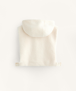 Oysho Жилет из искусственной овчины с капюшоном, экрю