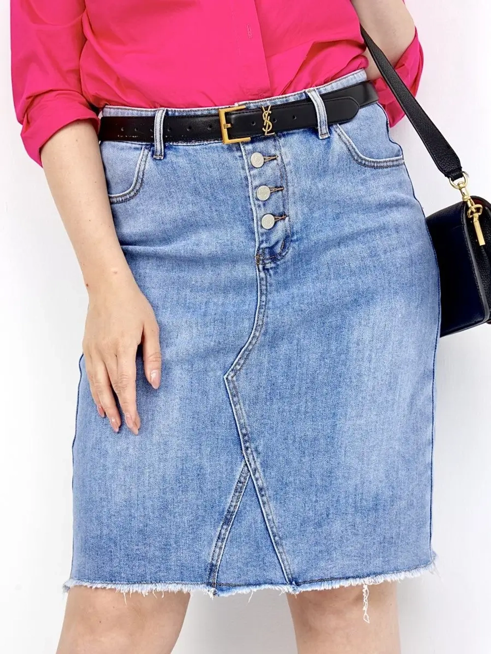 Юбка джинсовая миди с разрезом