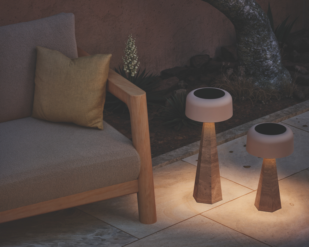 Светильник бежевый, алюминий/натуральный камень