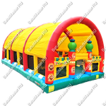 Коммерческий надувной батут "Веселый дом и звери в нём" с крышей 12*7*6 м