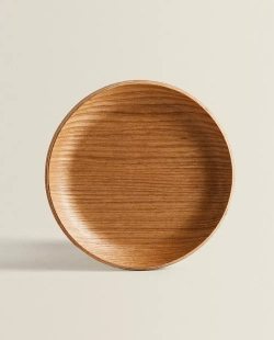 ZARA HOME КРУГЛАЯ ДЕРЕВЯННАЯ ПОДСТАВКА, СВЕТЛО-БЕЖЕВЫЙ