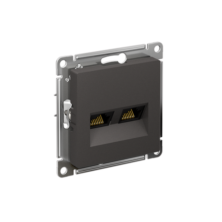 Розетка компьютерная 2-м AtlasDesign RJ45+RJ45 кат.5E механизм базальт SE ATN001485