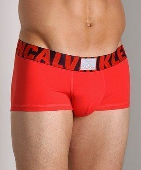 Мужские трусы боксеры Calvin Klein X Word Trunk Crimson (боксеры красные с черной резинкой и красными буквами)модал)