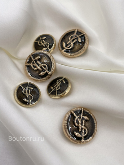Пуговицы СЛ. золотистые с полупрозрачной эмалью (светло-коричневый подтон )