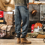 Летние тонкие джинсовые брюки в мужском стиле американского ретро.