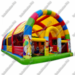 Надувной батут "Страна Сафария" с крышей и высокими горками 13*8*6 м