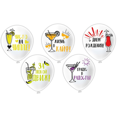 Шар латекс 12"30см С ДР Жизнь в кайф 5 дизайнов