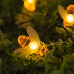 Гирлянда для улицы «Пчёлка» 3м, 20 ламп LED чёрный провод, 2 реж, IP-55, Теплый белый (солнечная батарея).