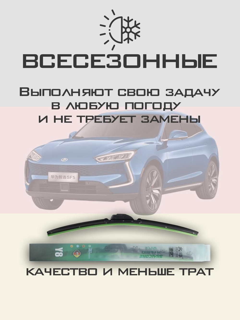 Щетки стеклоочистителя HUOYE Y8 650/425 мм на Dongfeng SeresSF5 | Push button