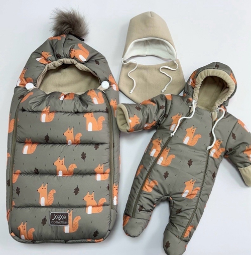 Зимний комплект на выписку "Пушинка принт" (model.12)