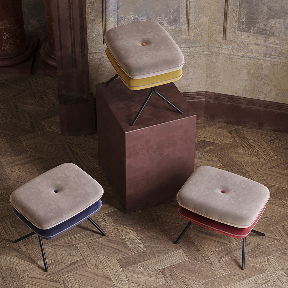 Пуф pea, велюр, бежевый/бордовый