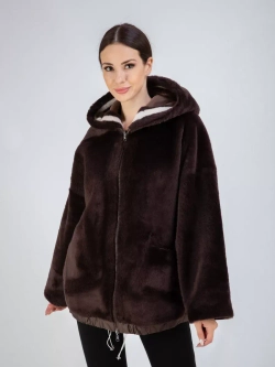 Дубленка натуральная с капюшоном двухсторонняя