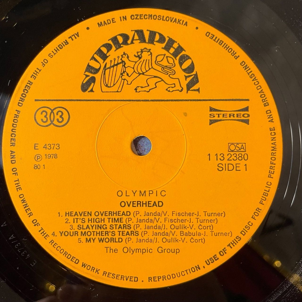 Винтажная виниловая пластинка LP Olympic Overhead (Чехословакия 1978)