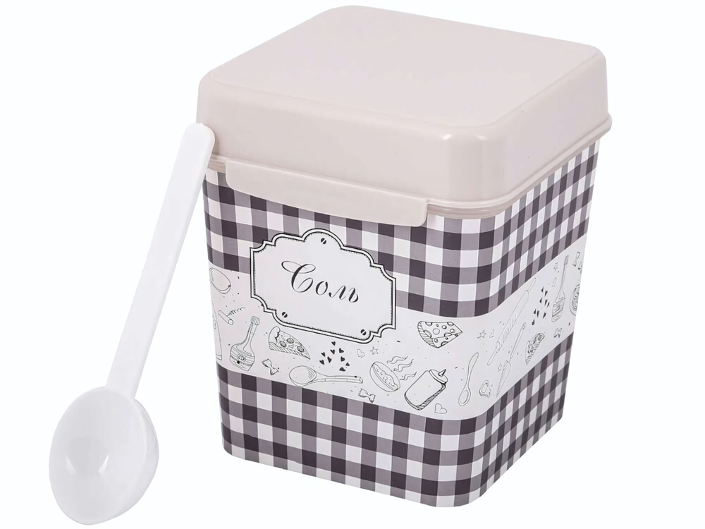 Емкость 1,2л Плетенка (соль) с ложкой