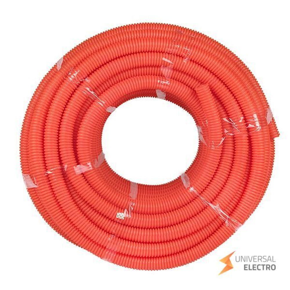 Труба гофр, ПНД тяж, с протяжкой d40 мм (20 м) оранж, EKF-Plast