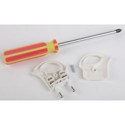 Вилка ЭРА V1 без заземления 10A с кольцом непрямой ввод белая