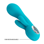 Голубой компактный вибратор-кролик 15,4см Pretty Love Chris Blue BI-014507-2