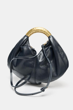 ZARA СУМКА С МЕТАЛЛИЧЕСКОЙ РУЧКОЙ, МОРСКОЙ СИНИЙ