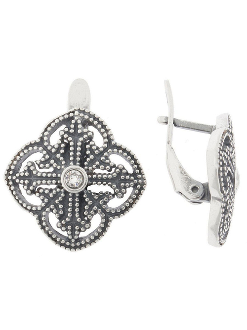 "Севита" серьги в серебряном покрытии из коллекции "Antique" от Jenavi  с английским замком