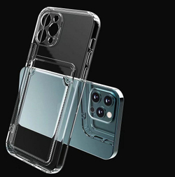 Прозрачный силиконовый чехол iPhone 12 Pro Max, с отделением под визитки