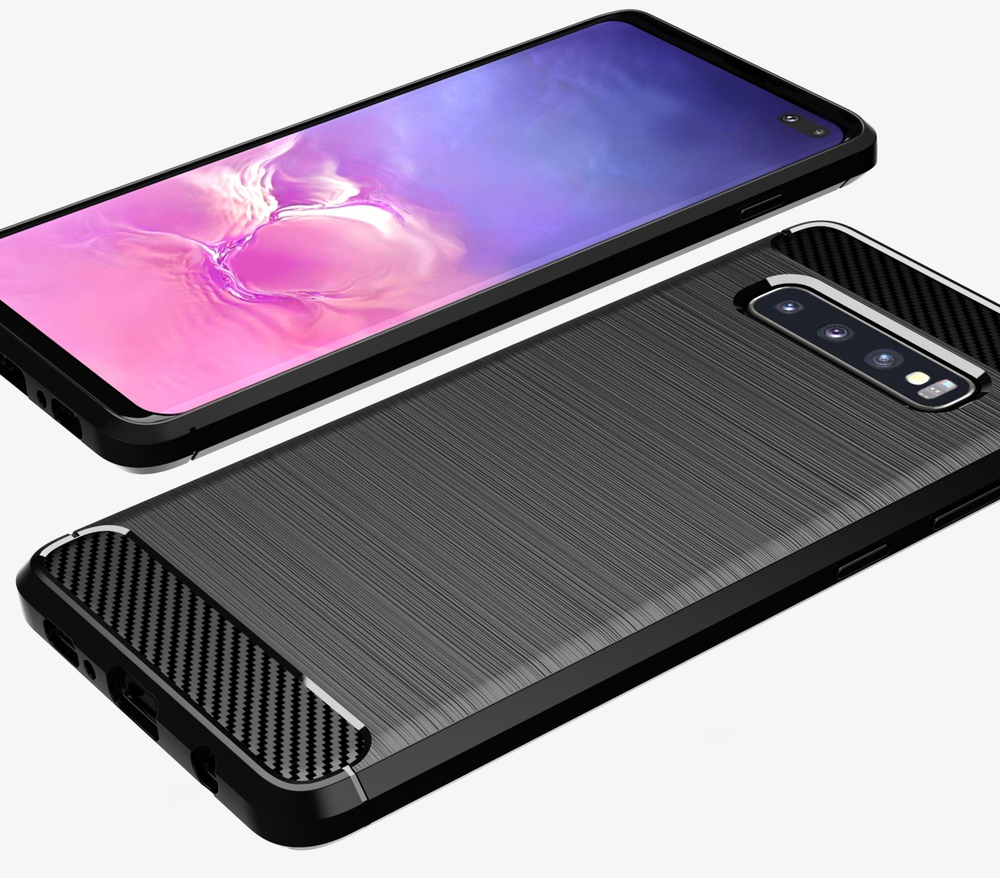 Чехол для Samsung Galaxy S10 Plus цвет Black (черный), серия Carbon от Caseport
