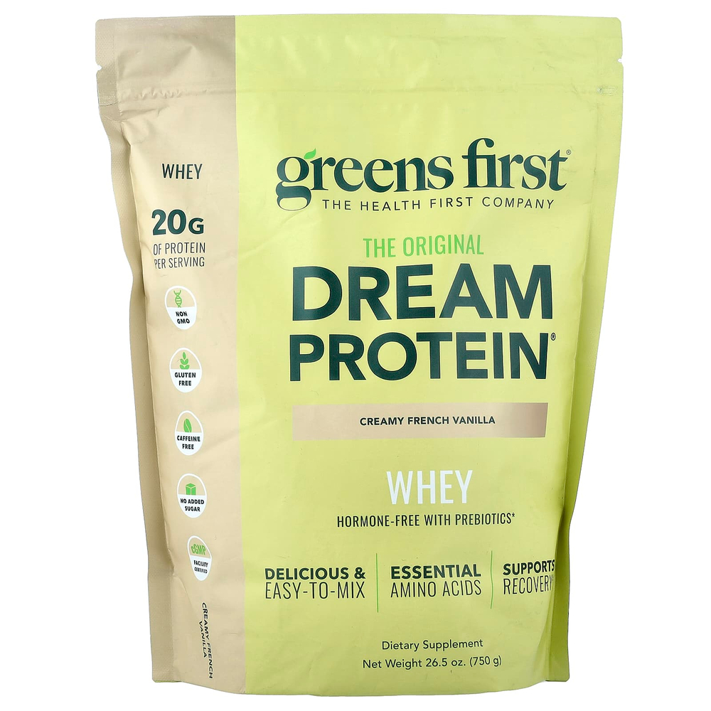 Greens First, Dream Protein™, сывороточный протеин, сливочная французская ваниль, 750 г (26,5 унции)