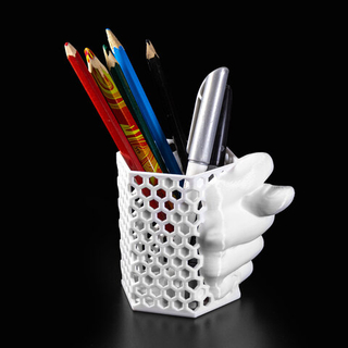 Подставка для карандашей Фига, Дуля, Кукиш, белая, узор - шестиугольники