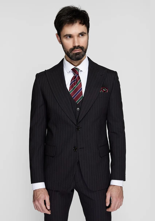 Мужской классический костюм тройка (черный) Б23