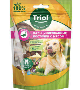 Лакомство для собак «Кальцинированные косточки с мясом утки», 70гр., Triol