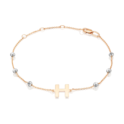 Браслет «Буква Н» из комбинированного золота