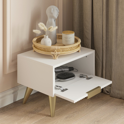 Прикроватная тумба DIWO Краснодар напольная 45x35x35 белая, ручка золото