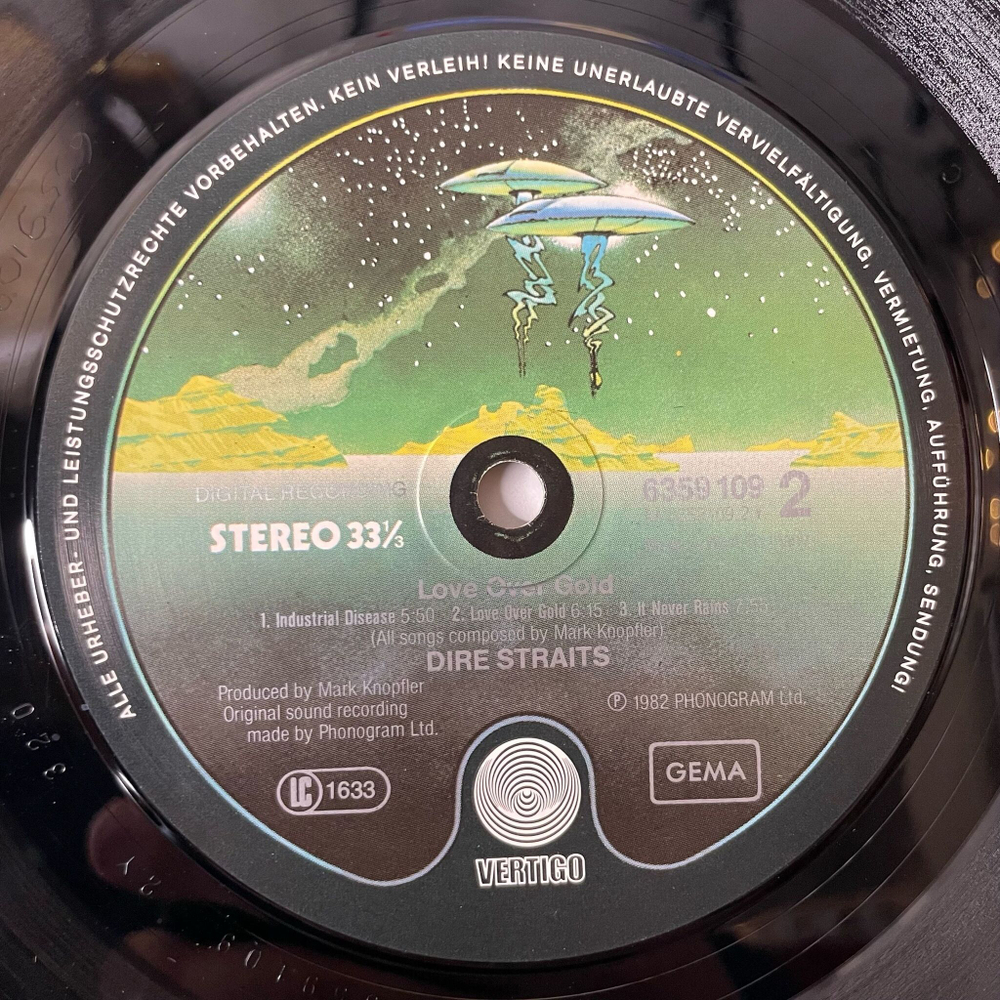 Винтажная виниловая пластинка LP Dire Straits Love Over Gold (Germany 1982)
