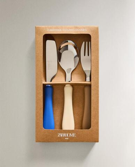 ZARA HOME ДЕТСКИЙ КОМПЛЕКТ СТОЛОВЫХ ПРИБОРОВ С СИЛИКОНОВОЙ РУЧКОЙ, РАЗНОЦВЕТНЫЙ