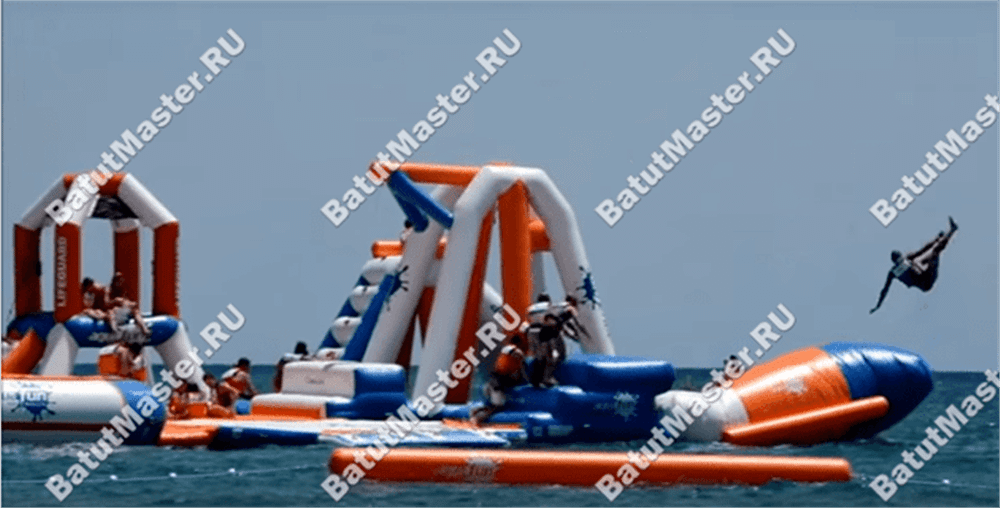 Надувной аквапарк на воде «Планета Аквадром» 30×30×6 м