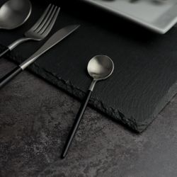 Ложка чайная 13,1 см ручка матовый черный PVD Lounge P.L. [12]