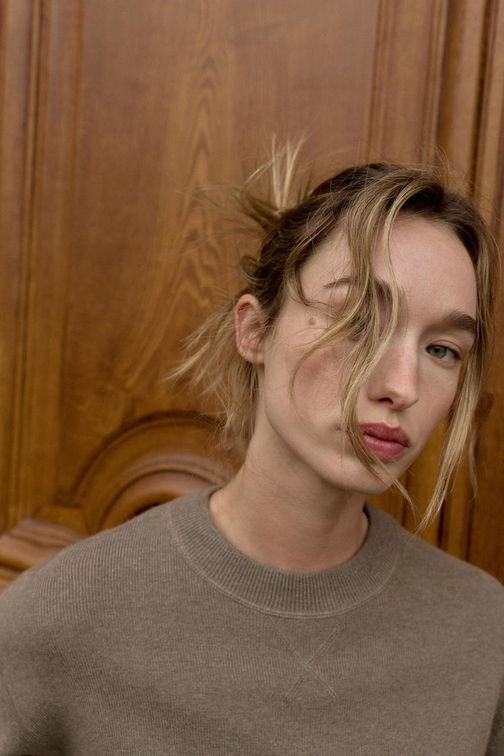 ZARA ОДНОТОННЫЙ СВИТЕР, НЕЙТРАЛЬНЫЙ РОЗОВО-СЕРЫЙ