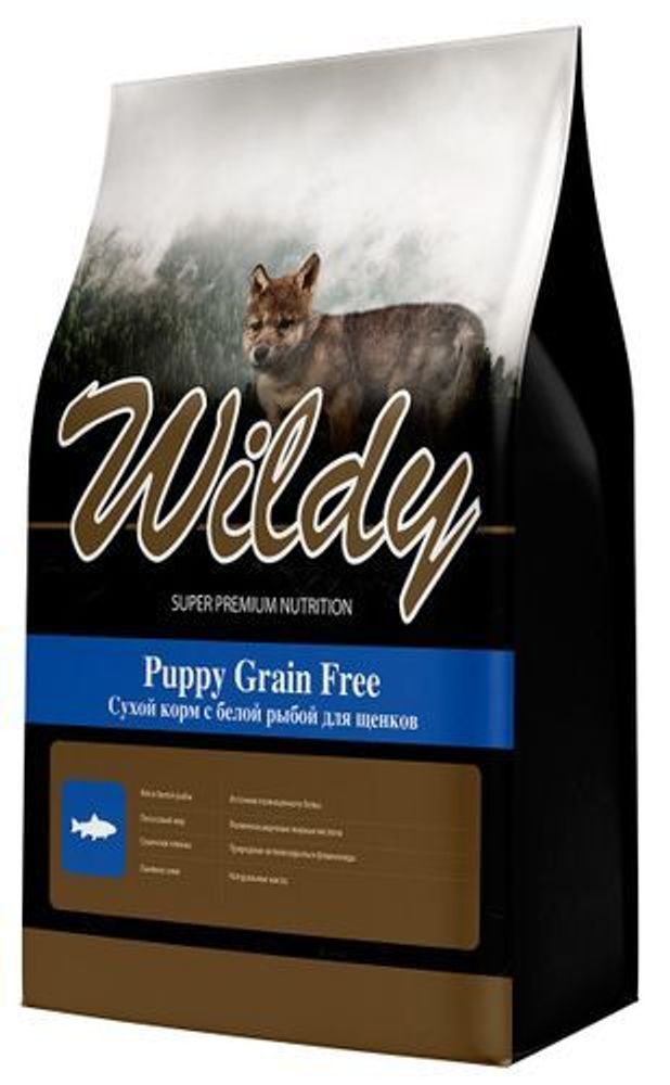 Сухой корм Wildy Puppy Grain Free для щенков с белой рыбой 15 кг