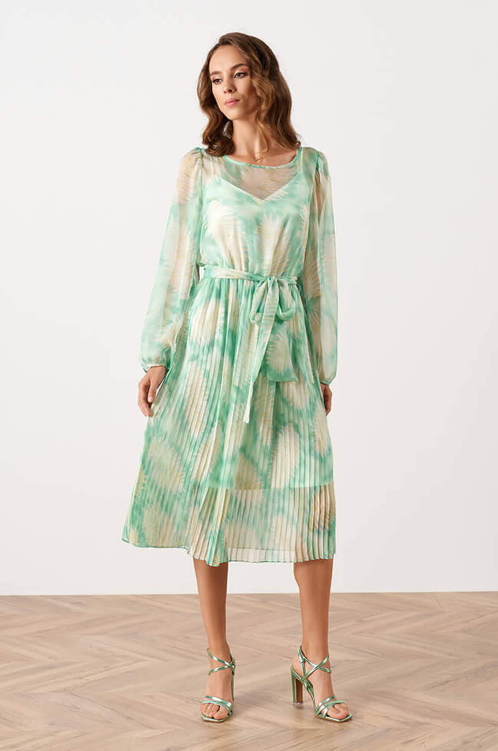51559 Платье женское (зеленый мультиколор)