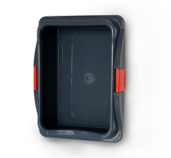 Туалет лоток для кошек ZOOSET с рамкой на защелках 41*30*14 см серый/оранжевый