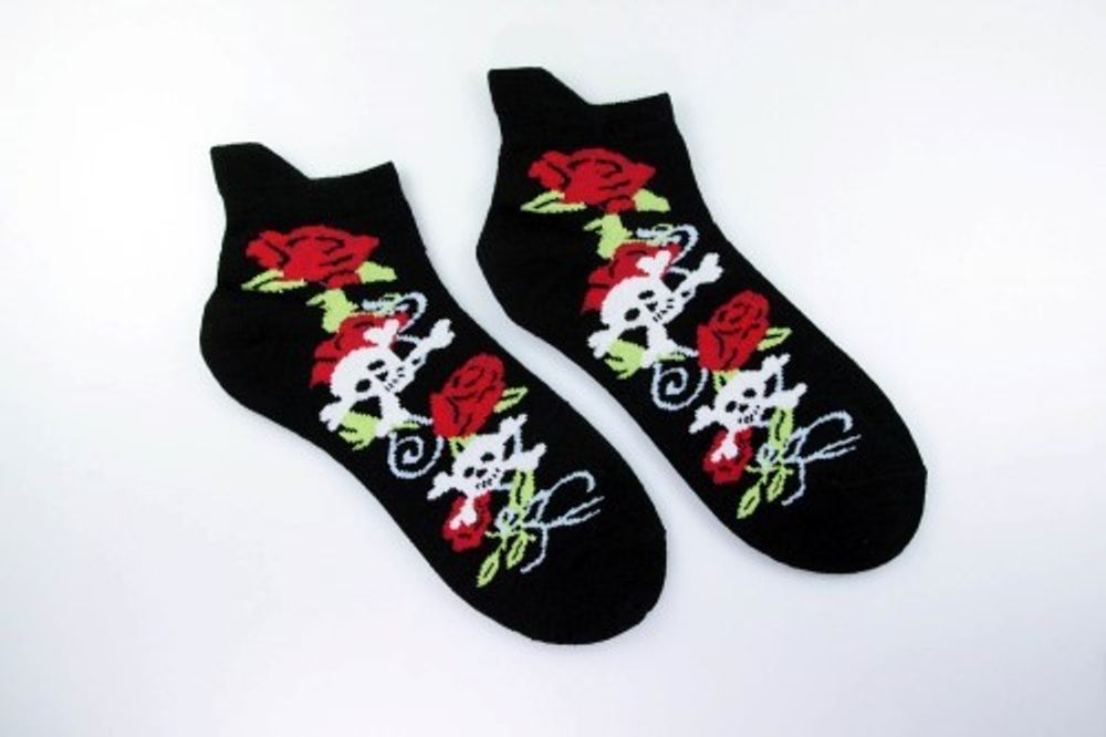 Носки Черепа с розами (черные)