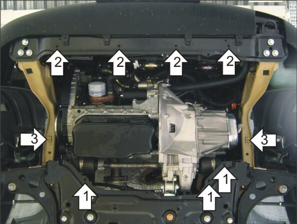 Защита картера Двигателя, КПП. 2 мм, Сталь. для FIAT Ducato 244 2002-2012 MOTODOR.00616
