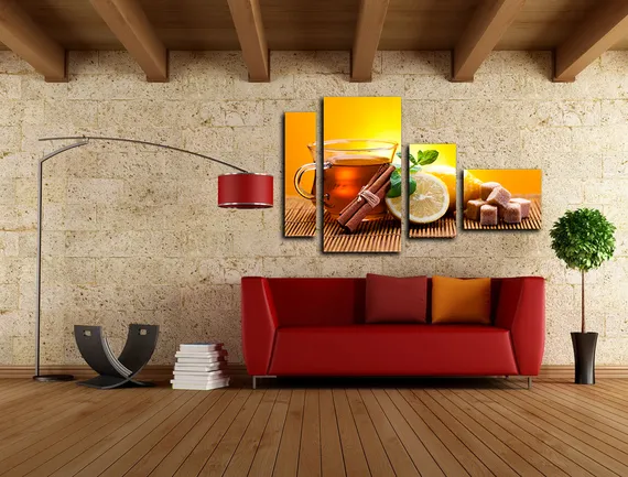 Модульная картина "Чай с лимоном"