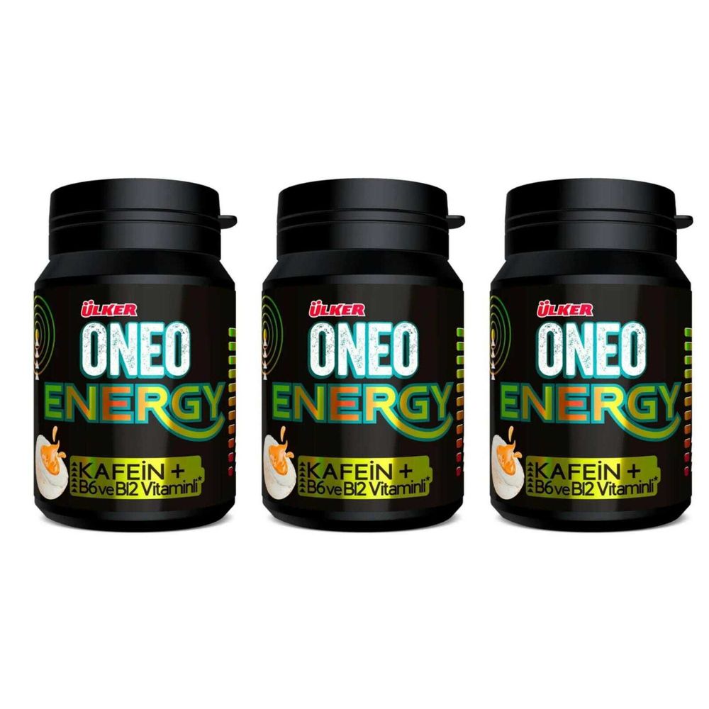 Жевательная резинка Ulker Oneo Energy с кофеином и витаминами B6 и B12 без сахара 44 г, 3 шт