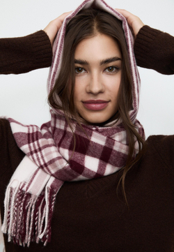 STRADIVARIUS Клетчатый шарф, бургунди