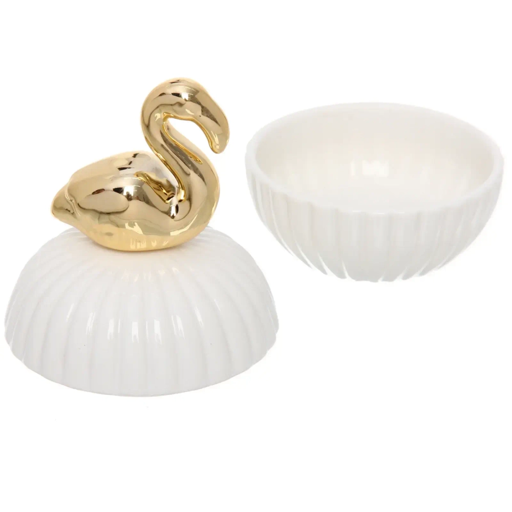 Шкатулка керамическая «GOLD Podarok», лебедь, цвет белый, 8*10,5*3см (в инд. коробке)