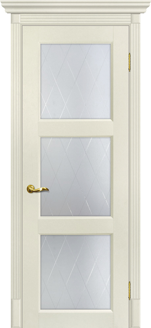 Дверь Тоскана-4 / Цвет Ваниль / Сатинат, контурный полимер б-цв. рис. Ромб / Двери МАРИАМ