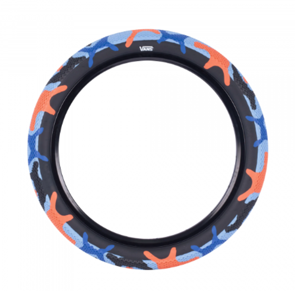 BMX Покрышка Cult x Vans 2,40" Blue/Orange Camo 2,40" 65psi (сине-оранжевый камуфляж / черный) арт: