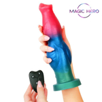 Цветной фантазийный вибратор с возвратно-поступательными движениями и ротацией - 26 см. (Цвет: разноцветный)